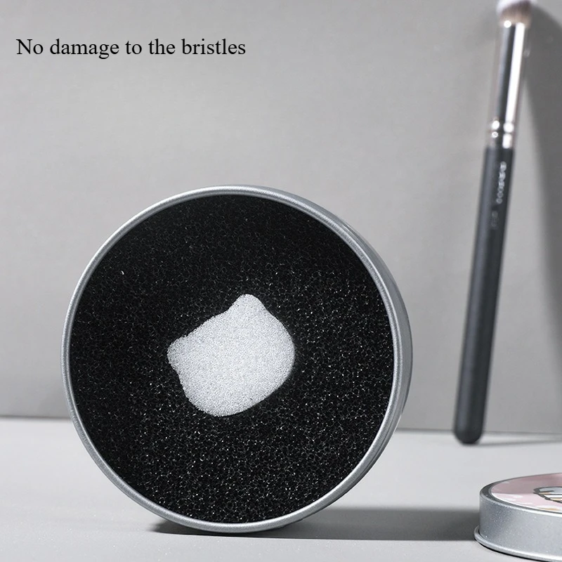 1 Piece Makeup Brush Cleaner Sponges Cosmetic Brush Drying Wash Eyeshadow Color Removal Portable Cleaning Case