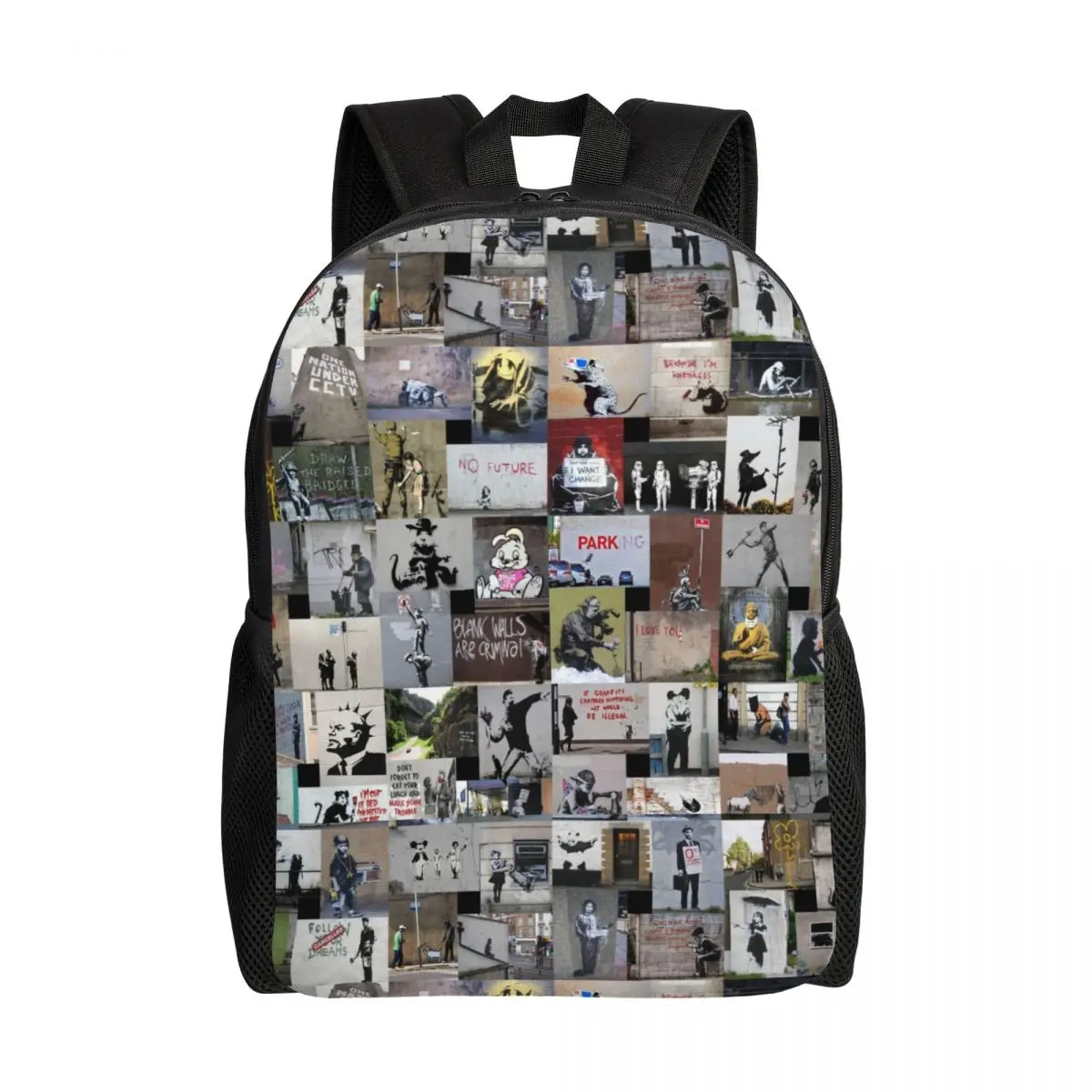 

Banksy Street Graffiti Backpacks for Men Women School College Students Bookbag Fits 15 Inch Laptop London Pop Art Bags