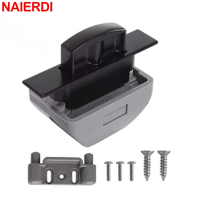NAIERDI Push Button Latch Push Lock Handle Keyless Cabinet Door Catch Lock for RV Camper Motorhome Cupboard Drawer