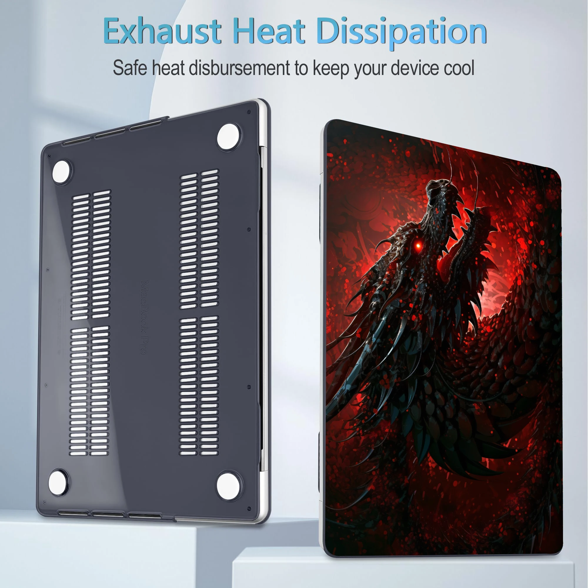 MacBook Air 15 M4 2025用ノートパソコンケース、M3 Air 15.3 13.6用ハードシェル、MacBook Pro 13 14 16 M1 M2 M3用ドラゴン柄シェル