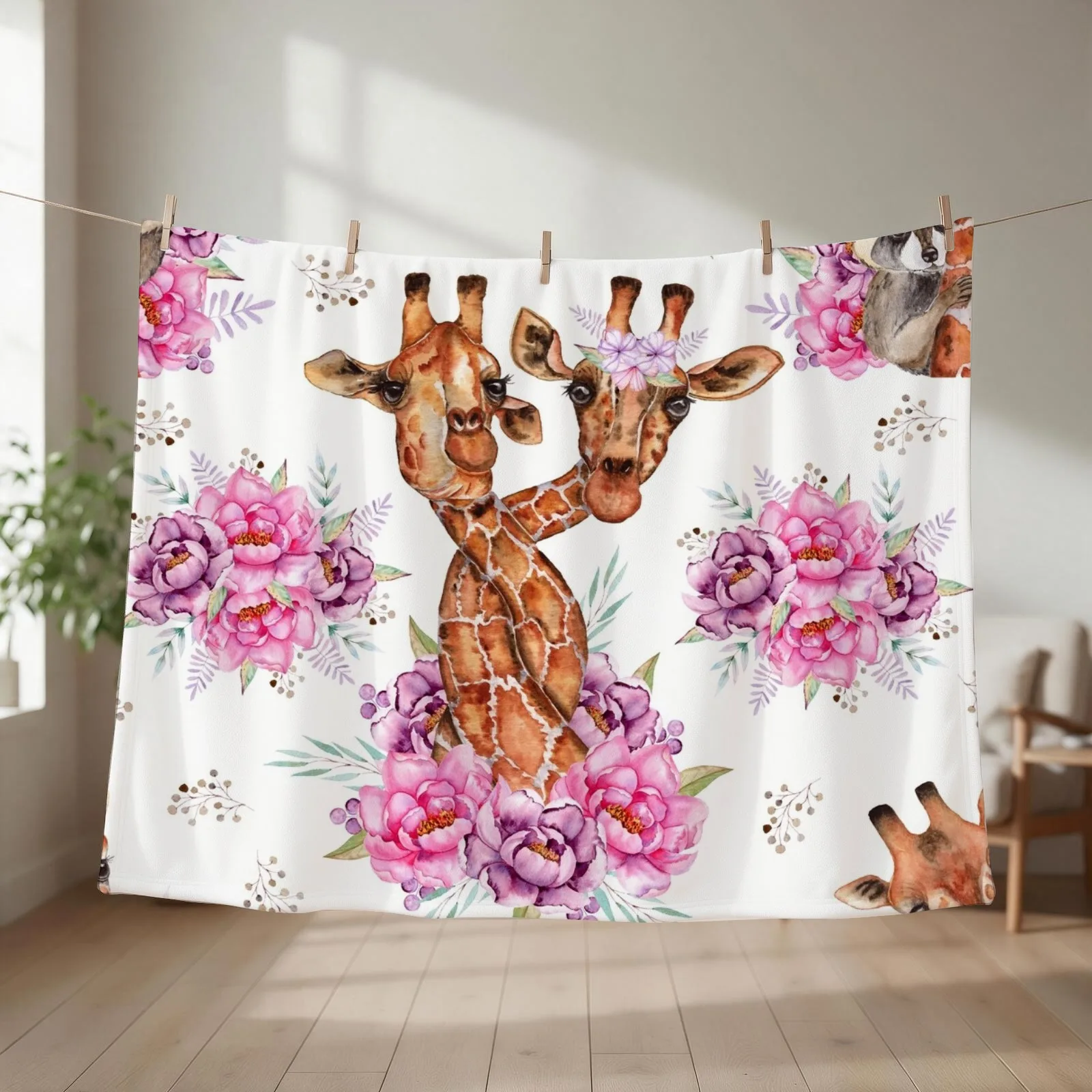 Giraffe African Safari Throw Blanket couch cozy soft plush fuzzy picnic outdoor blanket
