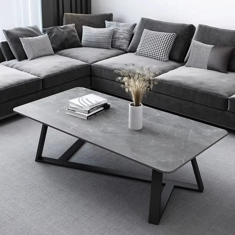 for Italian Light Luxury Coffee Table Minimalist Marble Pattern Small Low Tea Table for Living Room Sofa Small Apartment Edge