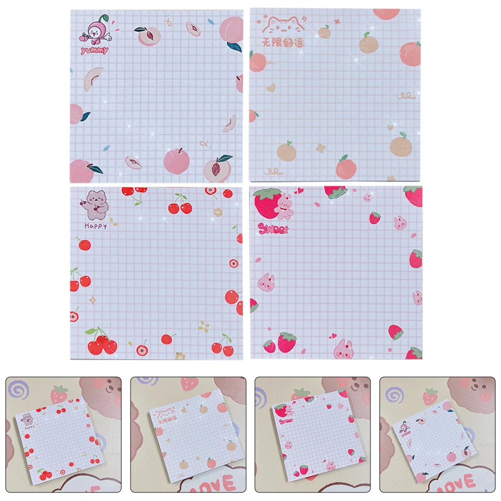 Bloc-notes de fruits autocollants de notes portables pour bureau école usage domestique papier auto-adhésif déchirable conception compacte animaux