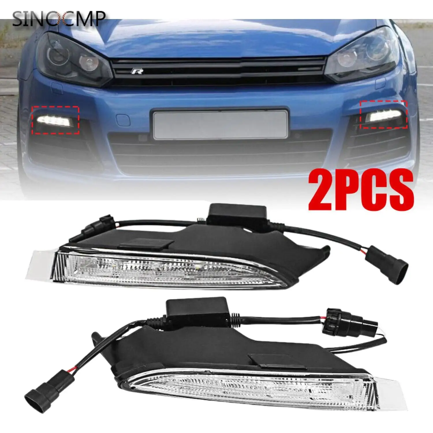 

1Pair LED DRL Daytime Running Light Fog Light For VW Golf 6 MK6 R20 2009 - 2013 LED Fog Light DRL Enhance Style Car Parts Light