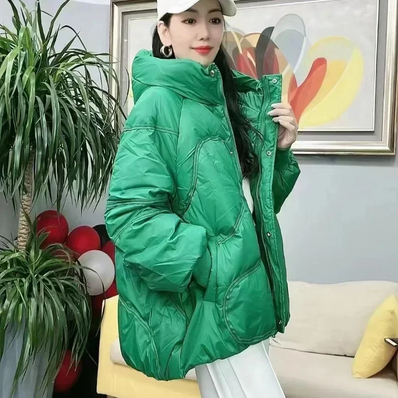 Down Jacket Women 2023 Women Winter Coat Female Winter New Casual Fashion Loose Hooded Thickened White Duck Down Bread Jacket