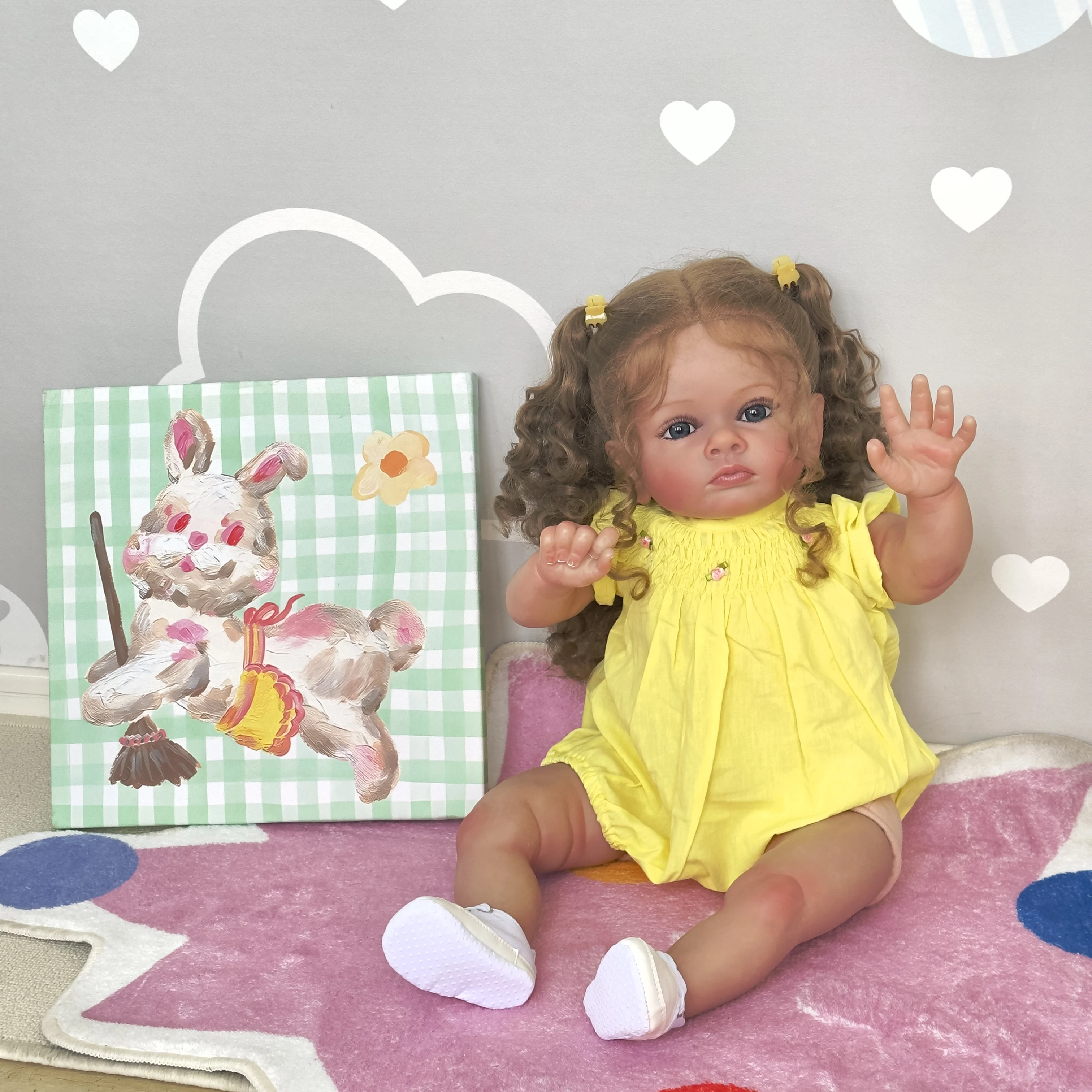 24inch Reborn Toddler Girl Doll Tutti High Quality Already Finished Painted Handmade Doll Freckled Skin Very Detailed 3D Skin