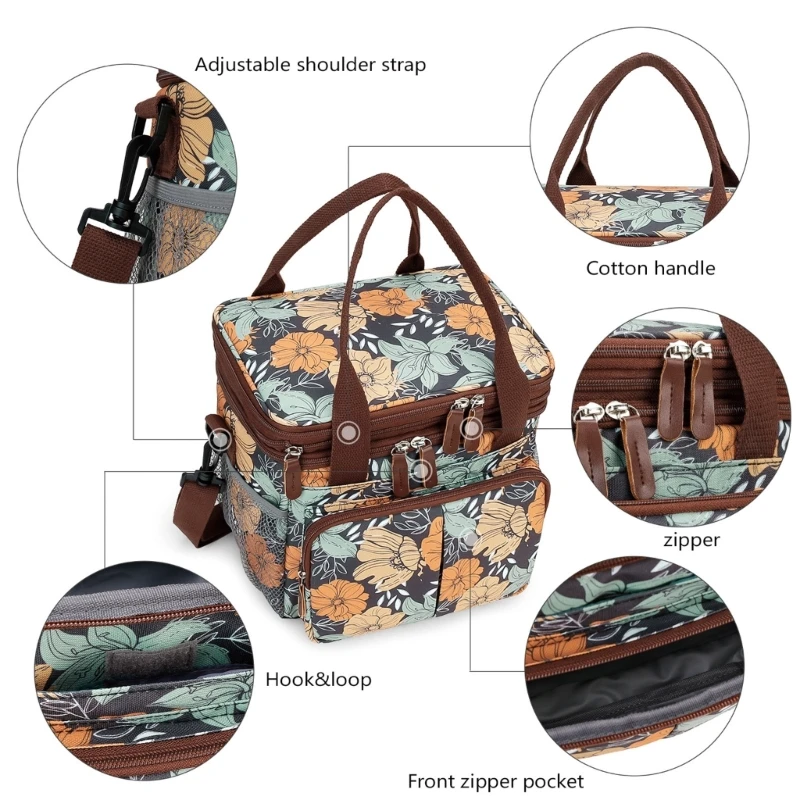 Mom Bag Handbag Printed Pattern Multiple Compartment Splashproof Travel Crossbody Bag Large Capacity Soft Diaper Bag