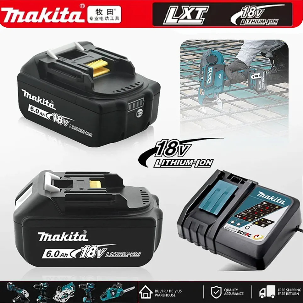 

100% original Makita battery, 18V 6.0Ah rechargeable battery, replacing Makita BL1830BL1840BL1850BL1860B, power tool battery