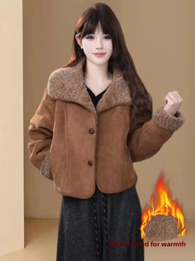 Thiened Fce Jaet-ropa de calle antienvejecimiento para mujer, Top cálido, informal, holgado, con cuello clásico, invierno