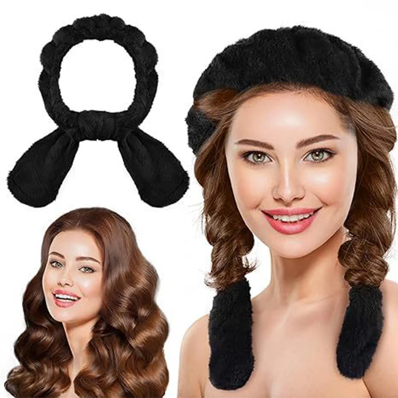 

Rabbit Ear Curly Hair Band For Sleeping Flannel Minimalist Advanced Heatless Long Short Hair Modeling Tool