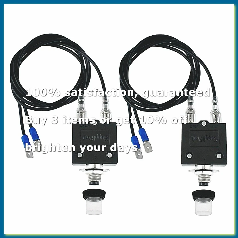 3 AMP & 5 AMP Push Button Manual Reset Circuit Breaker,Auto Trip Thermal Circuit Breaker 18AWG Wires and Waterproof Cap