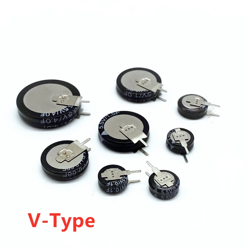 5Pcs/lot 5.5V Super Capacitor 0.1F V-type C-type H-type Button Farad Capacitor 0.1F 0.22F 0.33F 0.47F 0.68F 1F 1.5F 4.0F