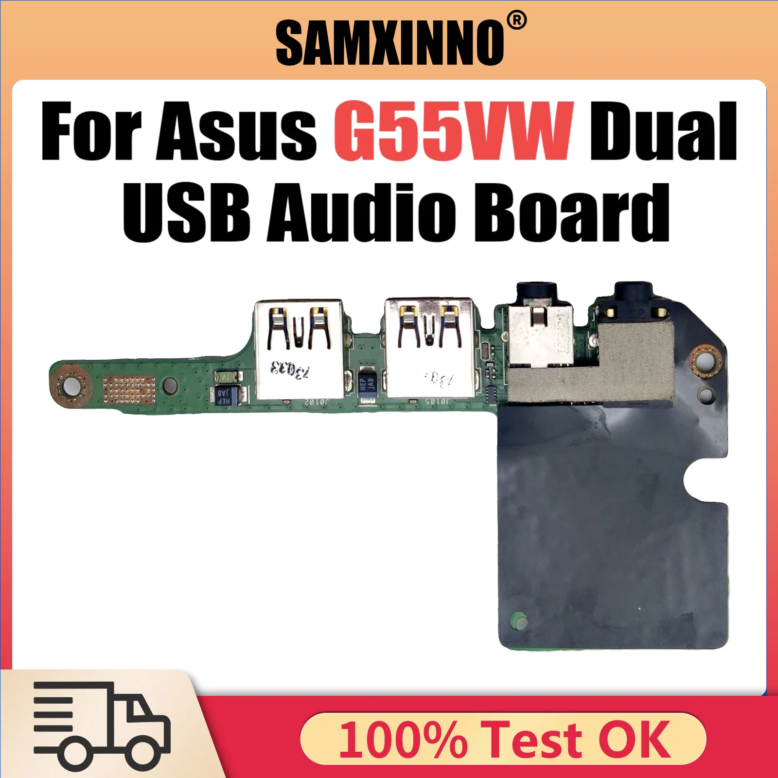 สําหรับ ASUS G55VW DUAL USB AUDIO BOARD 69N0MKB11D01 60-NB7IO1100-D01 ทดสอบดี Fast Ship