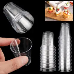 Reusable Transprent Plastic Disposable Dessert Cups Round Pudding Boxes Cupcake Muffin Cup Mould Kitchen Drinks Tools 50/90ml