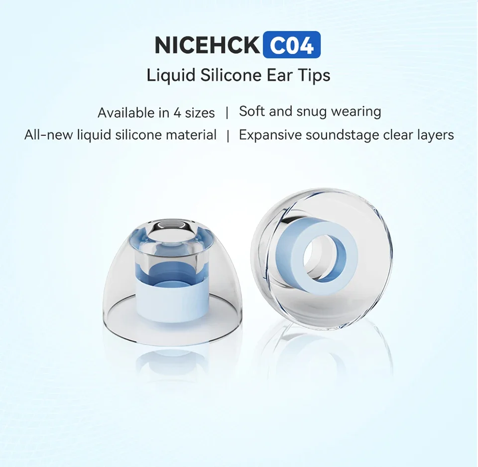 NICEHCK C04 Liquid Silicone Ear Tips Noise Isolating Soft Expand Soundstage Clear Layers Eartips