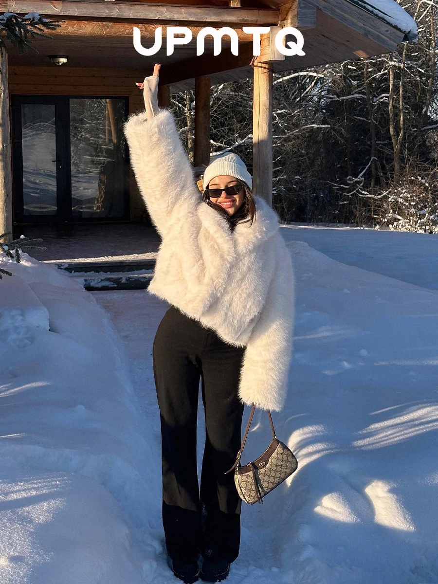 

Chic Vibes Stylish Coat Women Winter Jacket Fashion 2025 Snowy White Color Big Collar Furry Street Outwear Clothes Clean Outfit