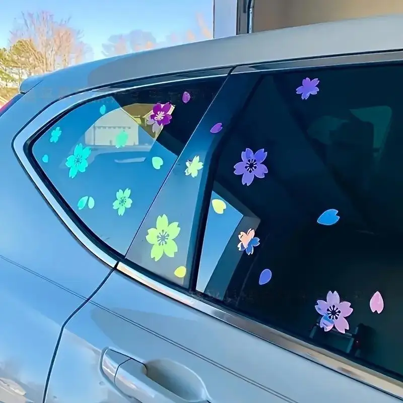 27pcs Cherry Blossom Auto Sticker Pack UV Resistant Colorful Decals for Windshield Bumper Outdoor Decor