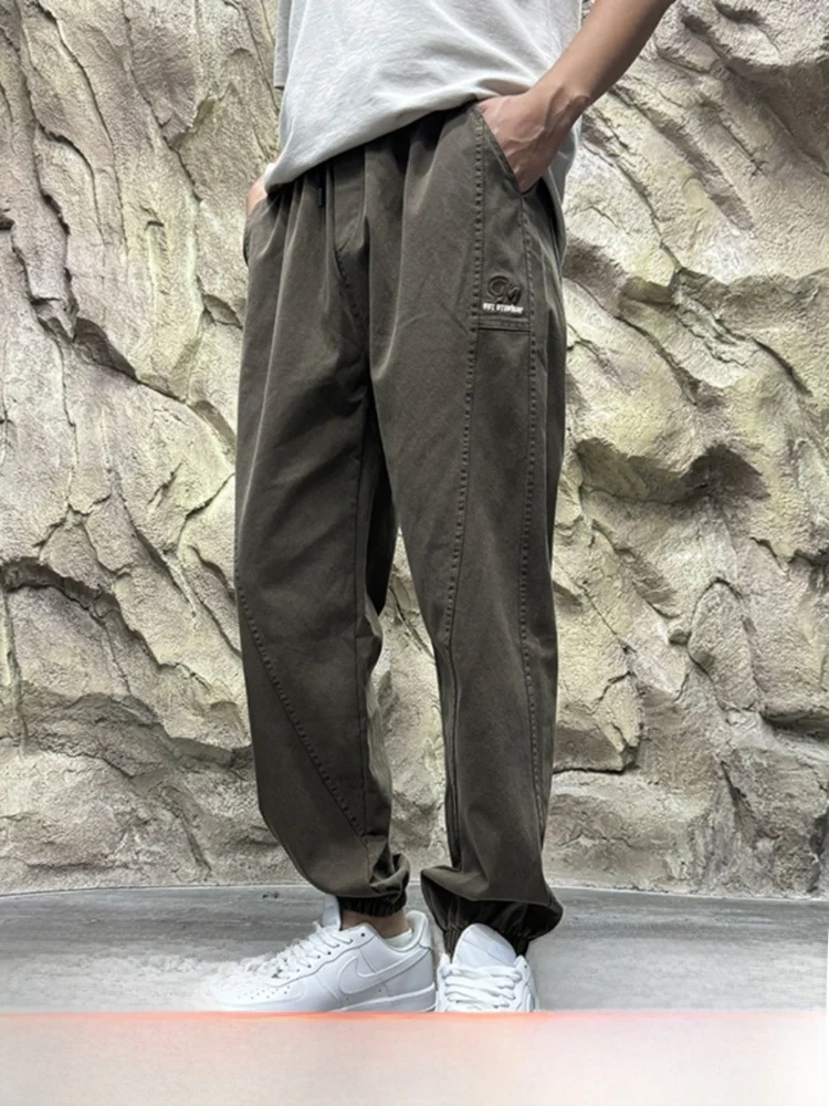 

High Street Faion Men's Casual Pants Outdoor Lightweight Workwear Elastic Pure Color Autumn Straight Leg Youthful Sle