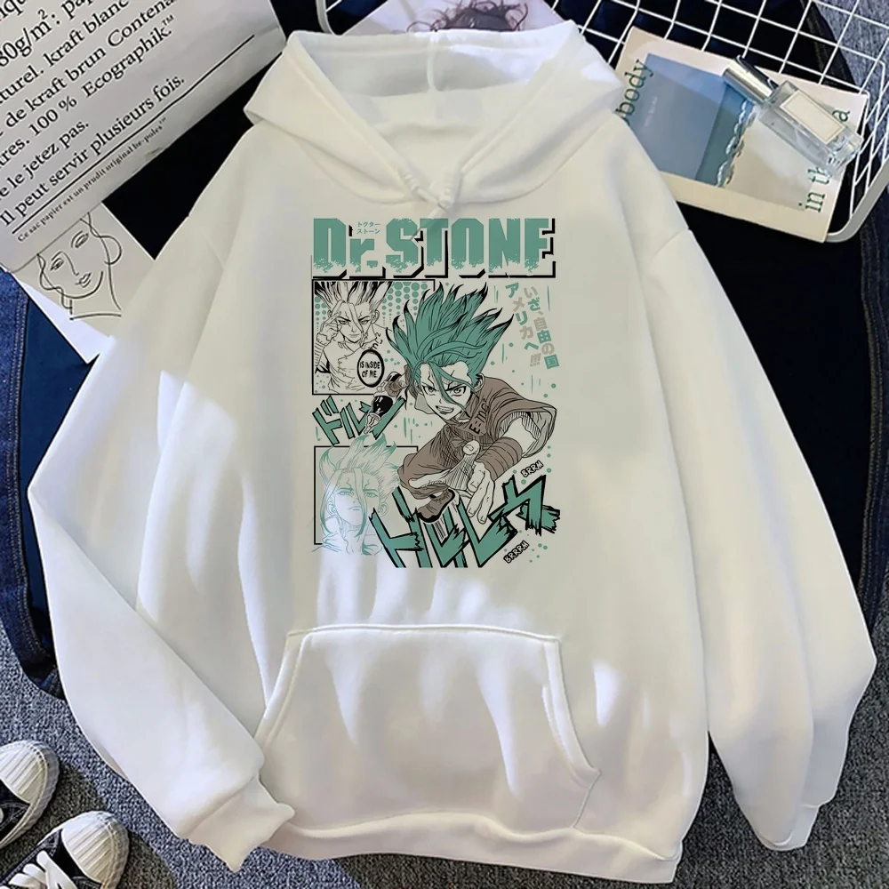 Dr Stone sweatshirt anime sweatshirt graphic 2026 cute harajuku Casual Pockets