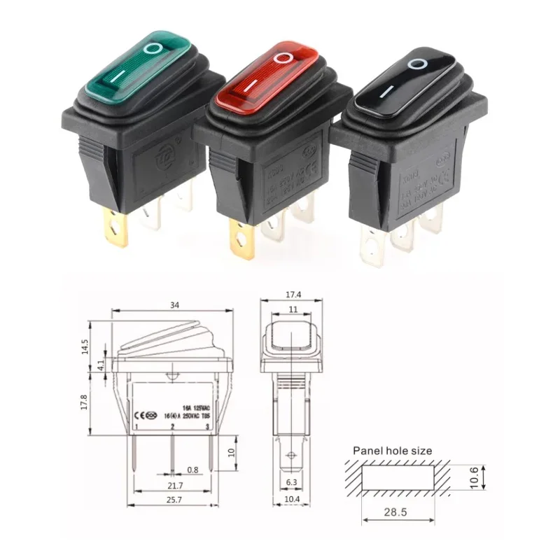 5/20/100PCS KCD3 3 Pin 12VLED Light IP67 20A On/Off Rectangular Ship Type Long Rocker Switch Waterproof Car Dashboard