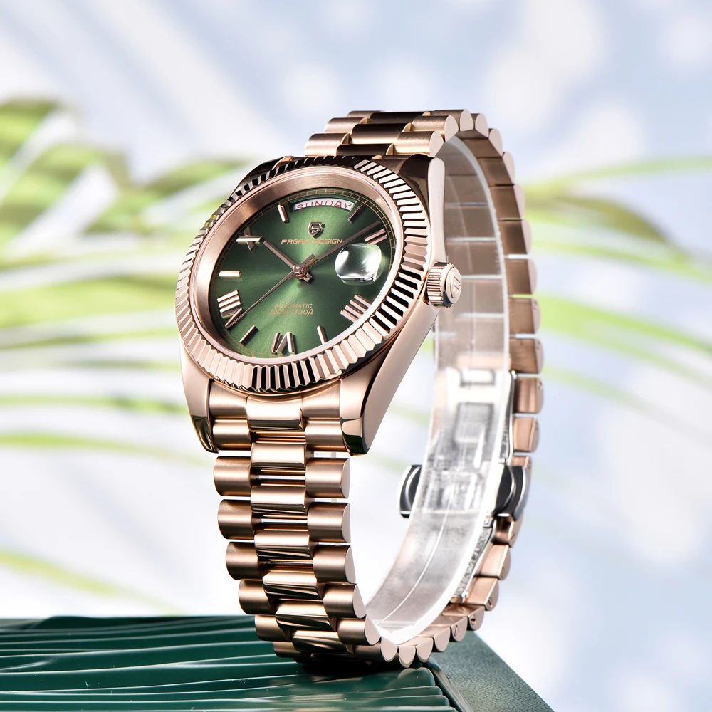 2025 جديد PAGANI DESIGN DD36 ساعات رجالية ذهبية وردية ساعة أوتوماتيكية للرجال ساعة يد ميكانيكية فاخرة AR الياقوت مقاوم للماء