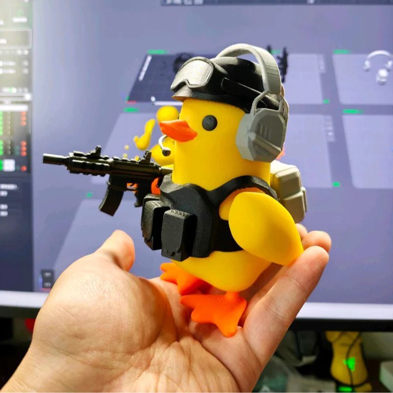

3D Printed Escape From Working Duck Figure Model with Equipments Hot Evacuation Shooting Game Desk Ornament Gifts Cute Duck