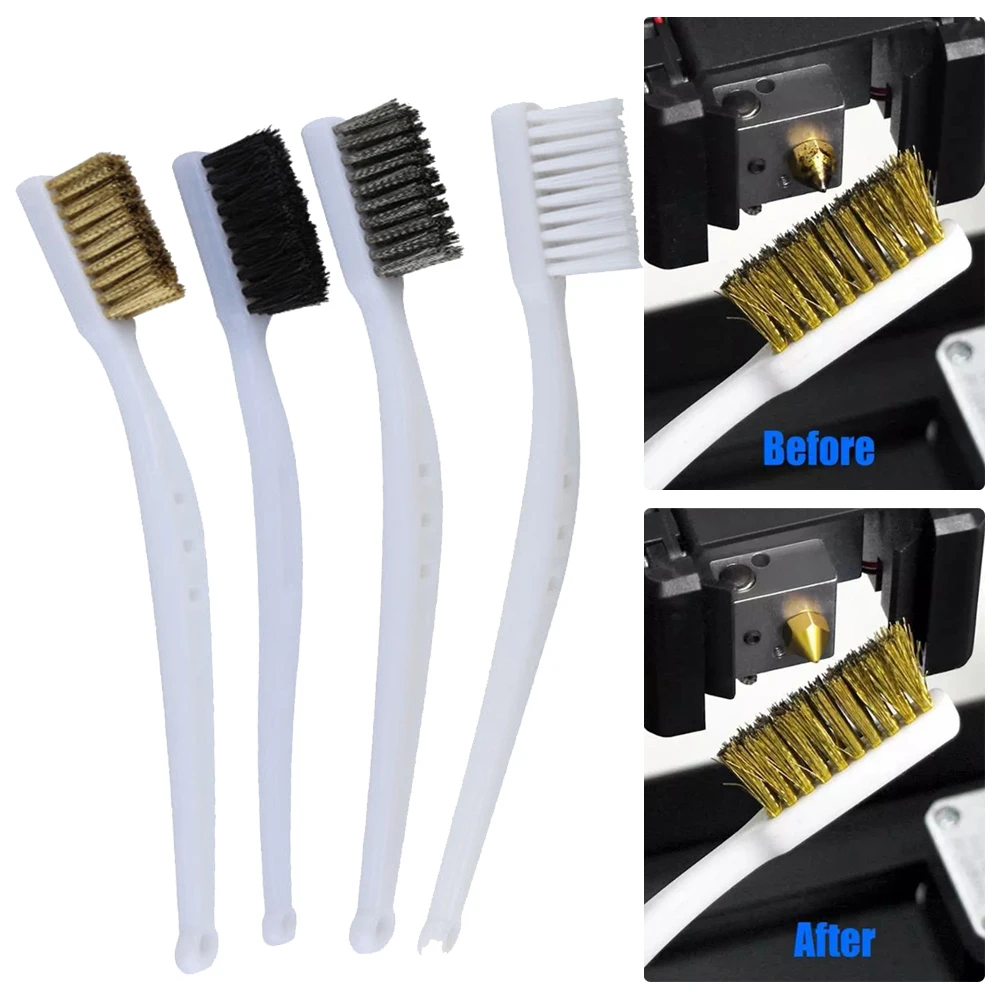 White Plastic Handle Brass Wire Brush Stainless Steel Nylon Metal Rust Cleaning Industrial Metal Polishing Burring Cleaning