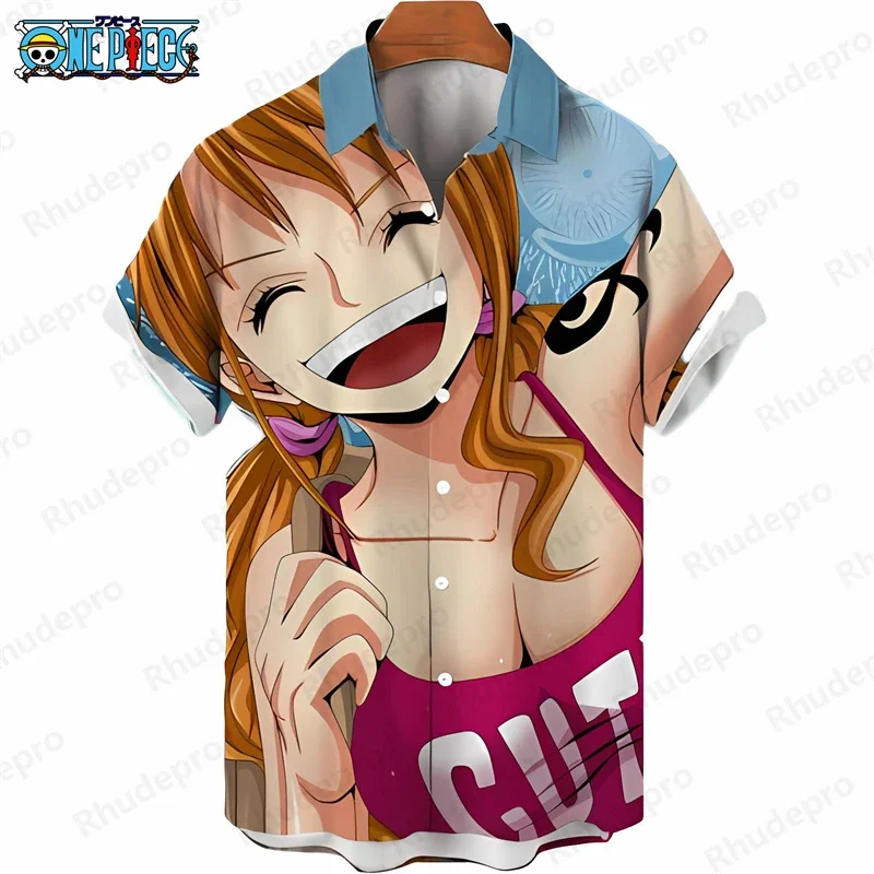 Men's One Piece Hawaiian Shirt Summer Bright Tropical Short Sleeve Casual Anime Kids Clothes Loose Beach Holiday Shirt Tops