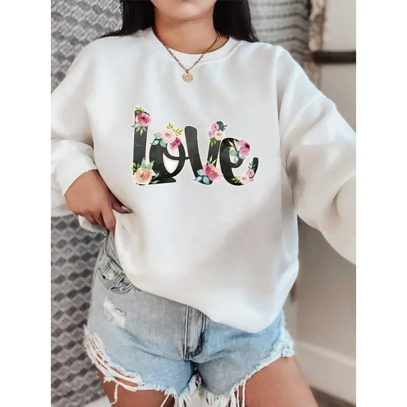 Women\'s Slim-fit Hoodie Fashion Print Instagram Butterfly Flower White Hoodie Sweatshirts  Streetwear Women  Tops