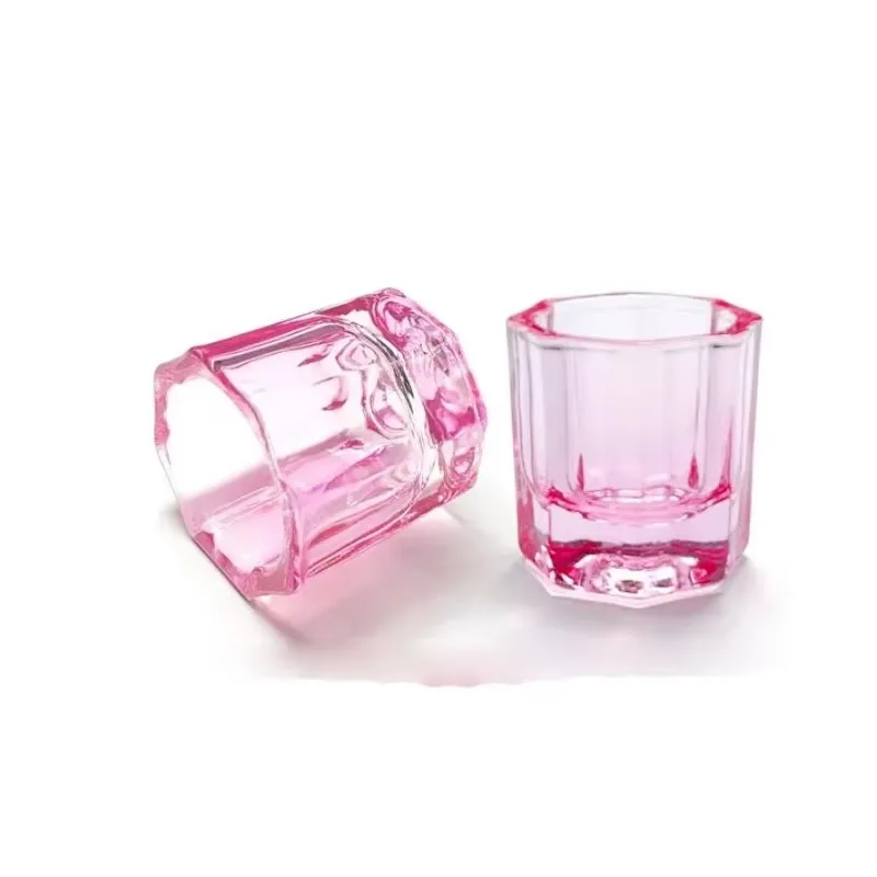 2 كوب قطارة لسائل الأكريليك لفن الأظافر، وعاء سائل مونومر للأظافر من الزجاج الوردي/الأزرق، حاوية مسحوق الأكريليك، لوازم فن الأظافر #3