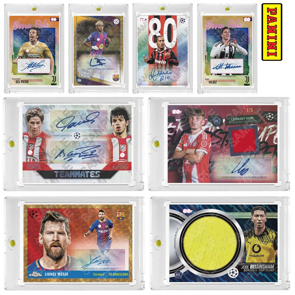 

Коллекционный блок карточек PANINI 2026 DIY с автографами Роналдиньо, Эрлинга Халланда, Беллингема и Лионеля Месси — подарок на день рождения