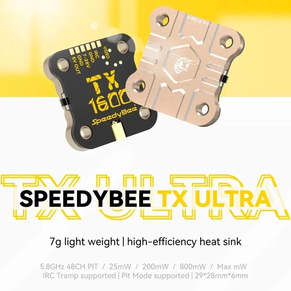 SpeedyBee TX ULTRA TX1600 5,8GHz 48CH 1,6W FPV VTX Hoog rendement koellichaam 2-6S LIPO 20X20mm voor FPV lange afstand drones