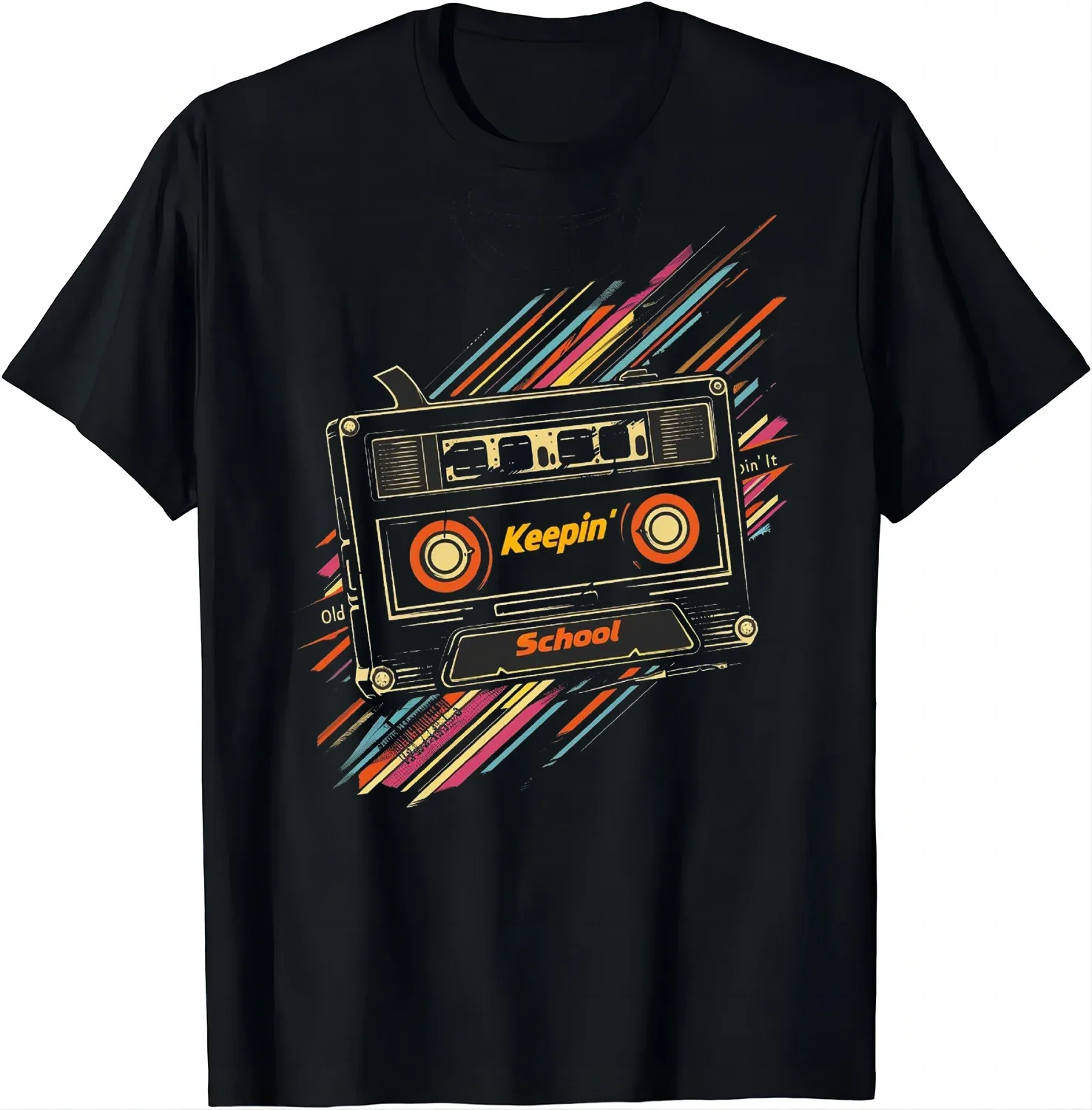 Chic old school hip hop 80's 90's vintage mix tape Tape T-shirt Y2K top for women Camisetas Funky top