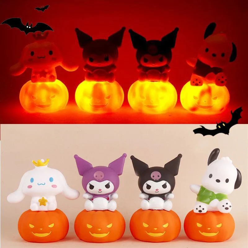 

Sanrio, фигурка мелодии, тыквы, ночи, искусственное облако, мультфильм Kuromi Cinnamoroll, маленький стол, аниме, Хэллоуин, настольное украшение