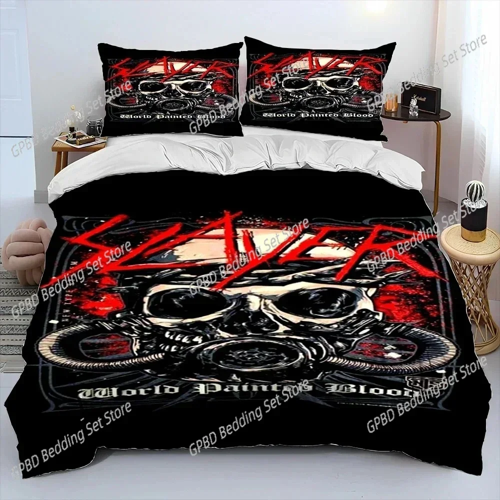 Luxury  New 3D Print Slayer Heavy Metal Band Music Bedding Set,Duvet Cover Bed Set Quilt Cover Pillowcase Bedding Set Kids