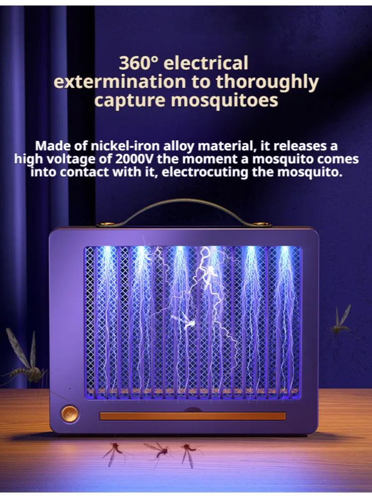 Portable Electric Mosquito Killer Lamp USB Rechargeable Fly Bug Zapper with UV Light Trap Storage Box Safe Grid for Home Camping image 5