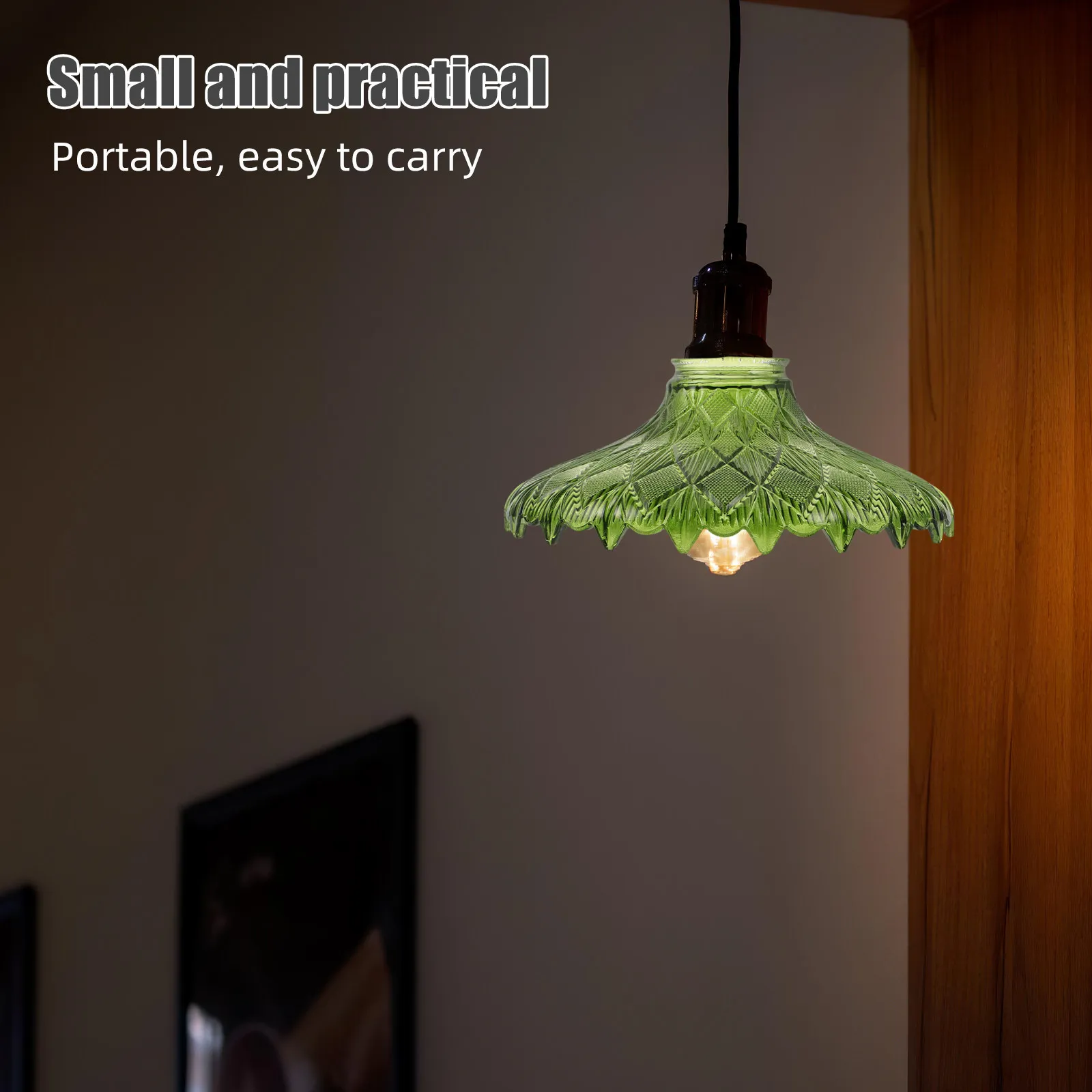 Victorian Vintage Green Glass Lampshade Replacement Compatible with E27 E26 Lamp Bases Table Floor Pendant Lamp Crystal