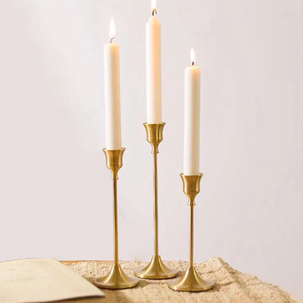 

3pcs Metal Candlestick Holders Gold black Taper Candles Candlestick Set Wedding Table Home Decorative Stand for Party Dinning