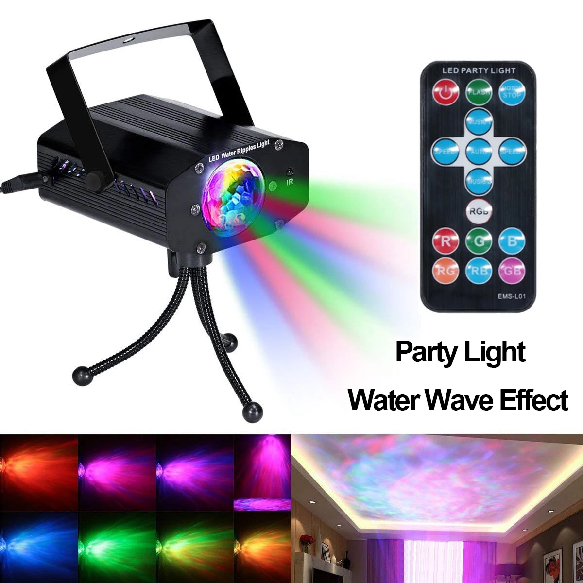 LED Disco Party Lights Star Galaxy Projector Water Ripple Ocean Wave Stage Decor Effect Light For Home As Kid Christmas Gift