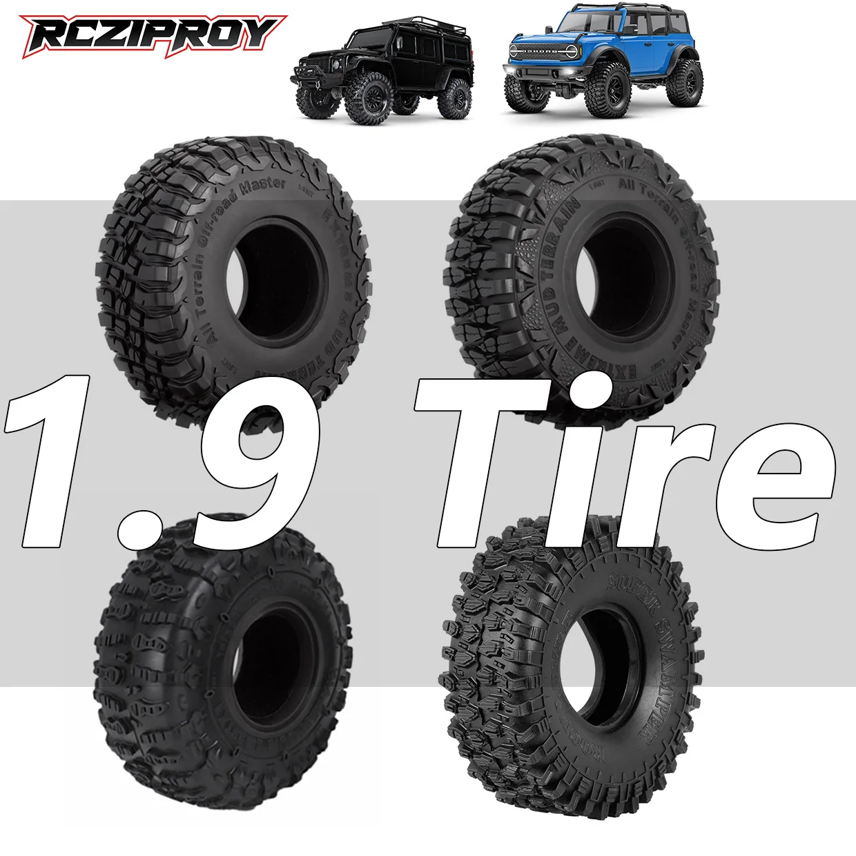 

RC Car 1.9 Inch 114-122mm Rubber Tire Rock Track Tire for 1/10 RC Car Off-Road Axial TRAXXAS TRX4 TRX6 SCX10 RC4WD D90 CC01