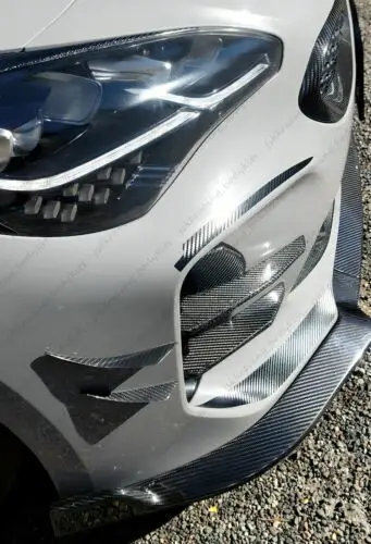 For Kia Stinger 17+22 Carbon Fiber Front Bumper Fog Light Canards Splitter Wing view 3