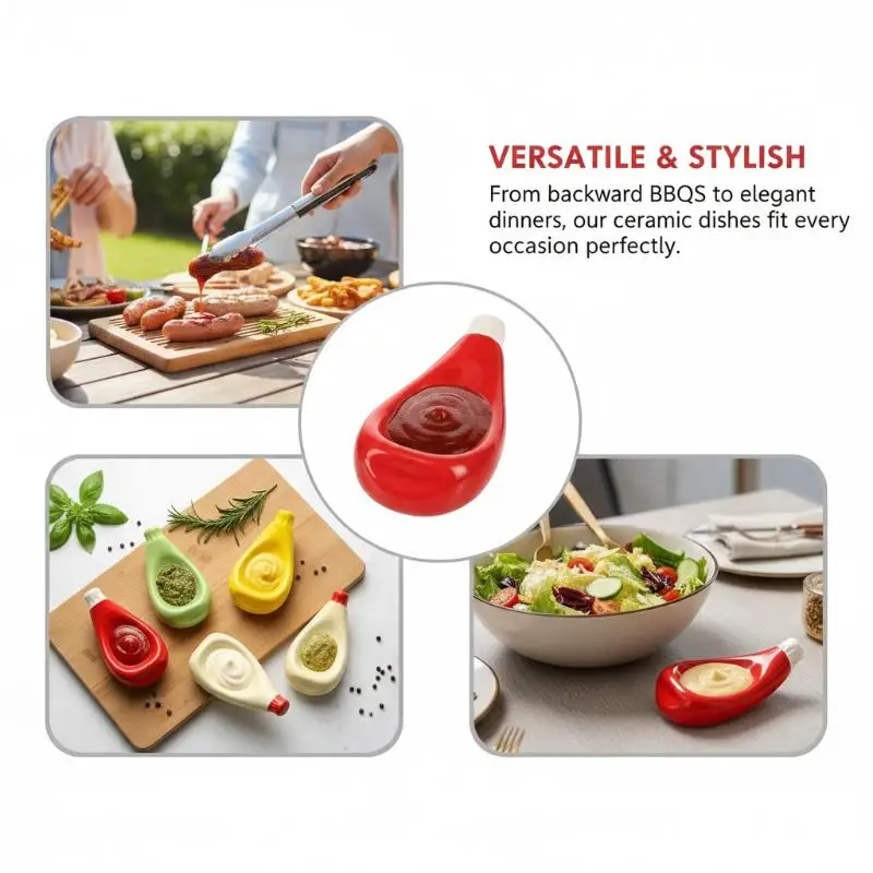 Tazones para Salsas Creativos y Lindos, Platos Pequeños para Ketchup, Mostaza, Mayonesa, Wasabi, para Sushi, Dumplings y Aperitivos