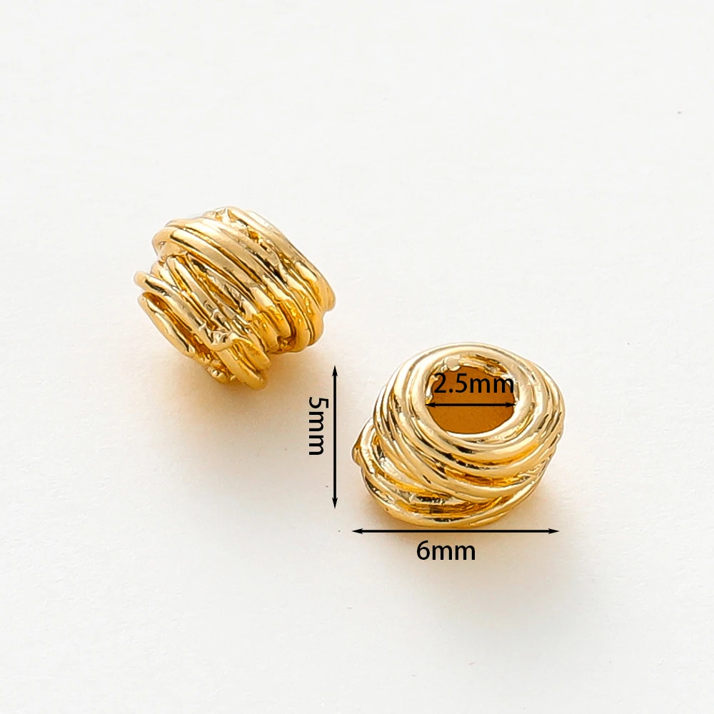 5mm*6mm 18K Gold Plating Brass Irregular Beads High Quality Stripe Spacer Beads For Fashion Jewelry Making Supplies Wholesale