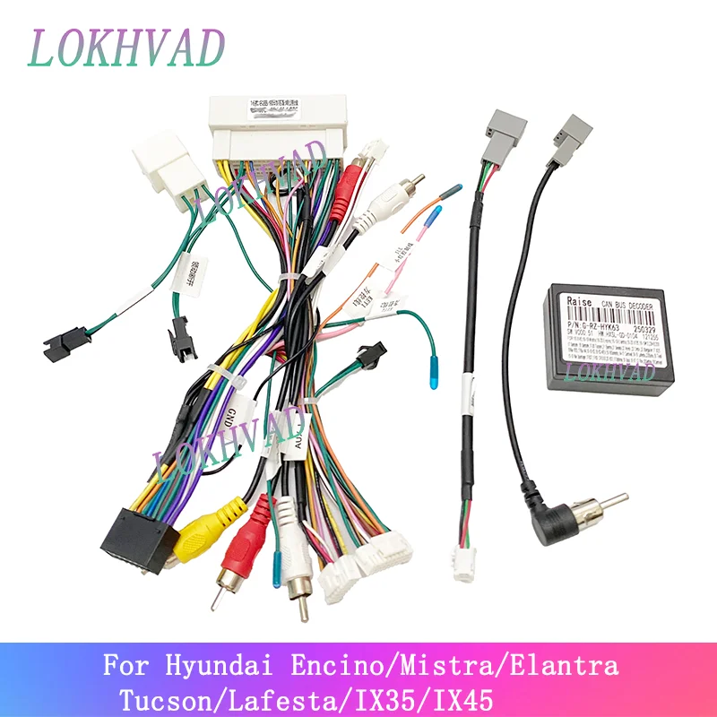 For Hyundai Encino/Mistra/Elantra /Tucson/Lafesta/IX35/IX45 Android GPS Car 16Pin Wiring Harness Cable Adapter With Canbus Box