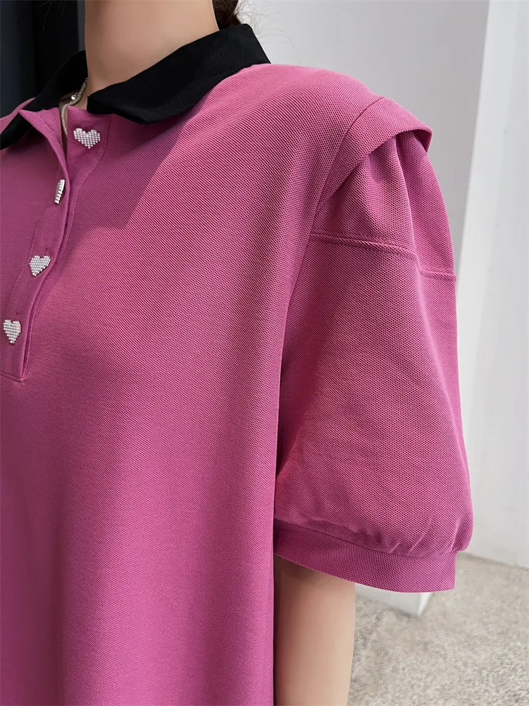 الصيف المرأة فستان طويل محبوك النسيج بولو طوق المتضخم فستان قصير الأكمام Vestidos رداء Elbise فضفاض ميدي ألف خط فساتين