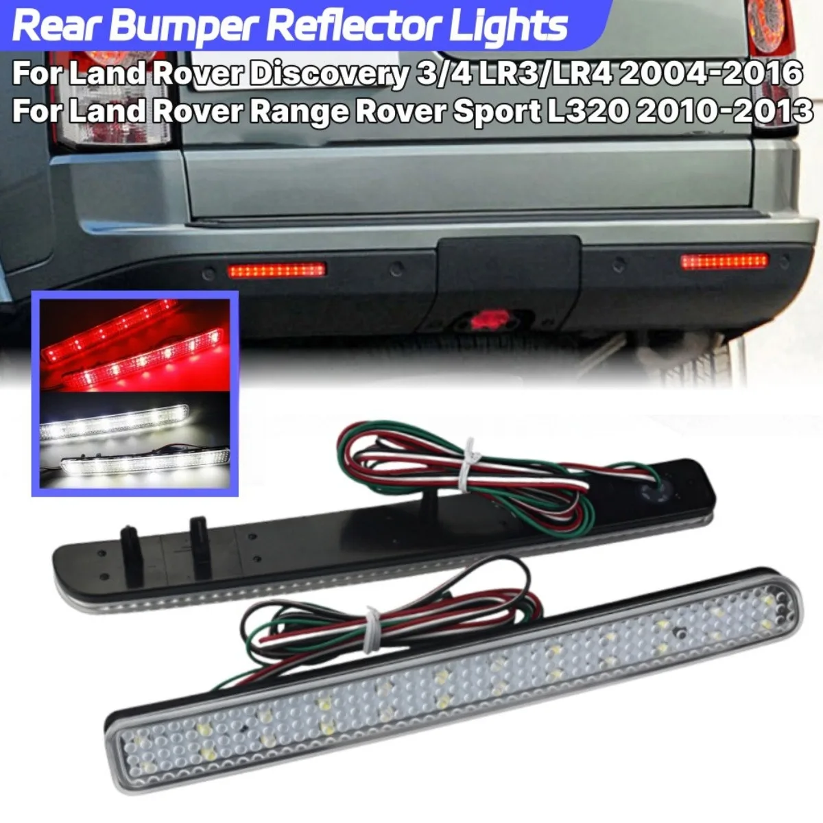 Clear Lens For Land Rover Discovery 3 4 Range Rover Sport L320 2010-2013 Red White Rear Bumper Reflector LED Brake Reverse Light