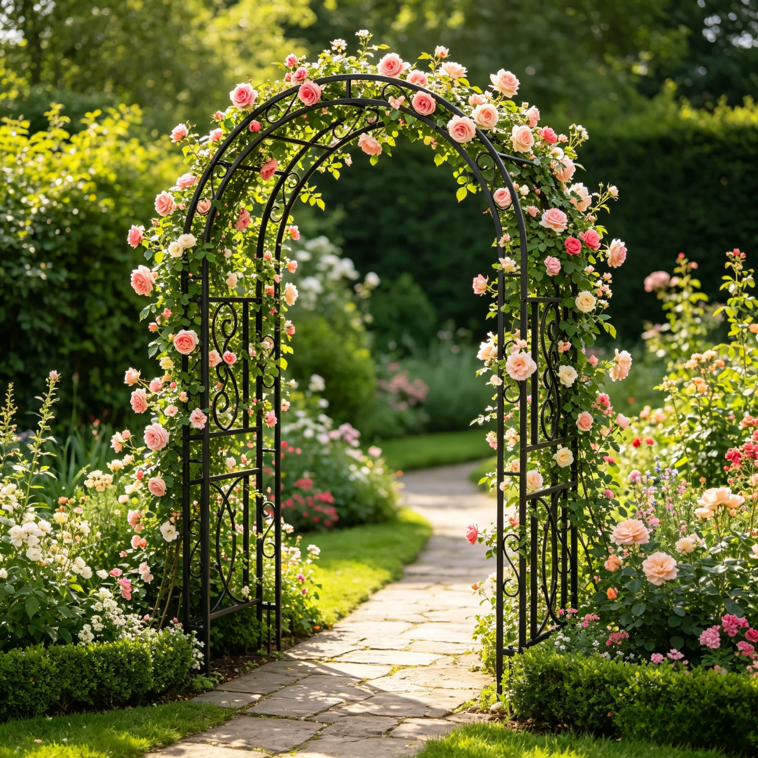 

85 Inch Tall Outdoor Metal Garden Arch Trellis Gothic Arbor for Wedding Ceremony Climbing Plants Frame Stand
