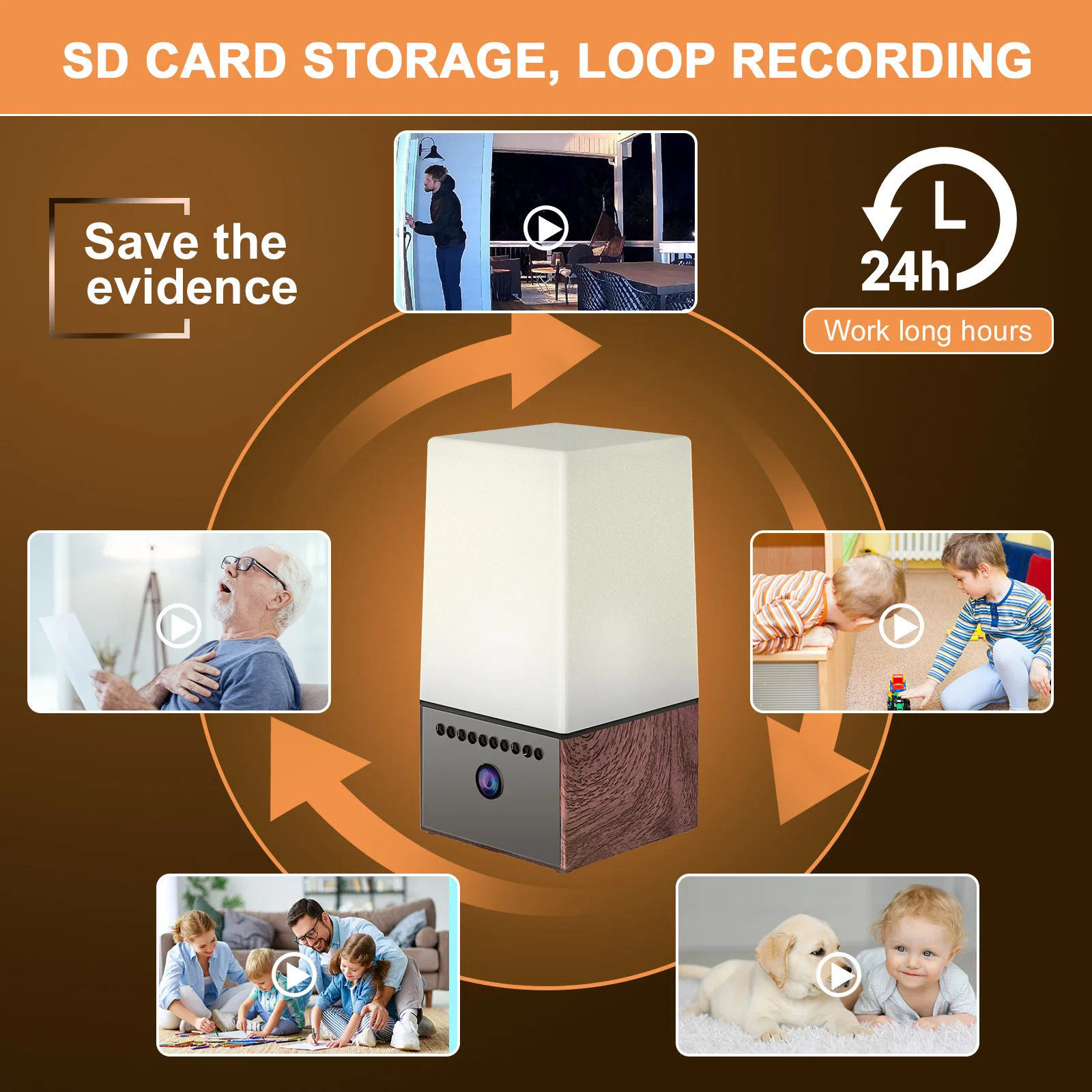 RGB 야간 조명 130을 갖춘 미니 무선 카메라 4K HD WiFi 보안 보모 °   광시야각 동작 감지 실시간 녹화 베이비 모니터