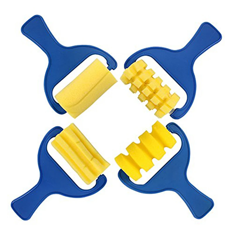 4pcs Sponge Paint Roller Brush DIY Children Painting Brushes Kid Art Craft Painting Tool