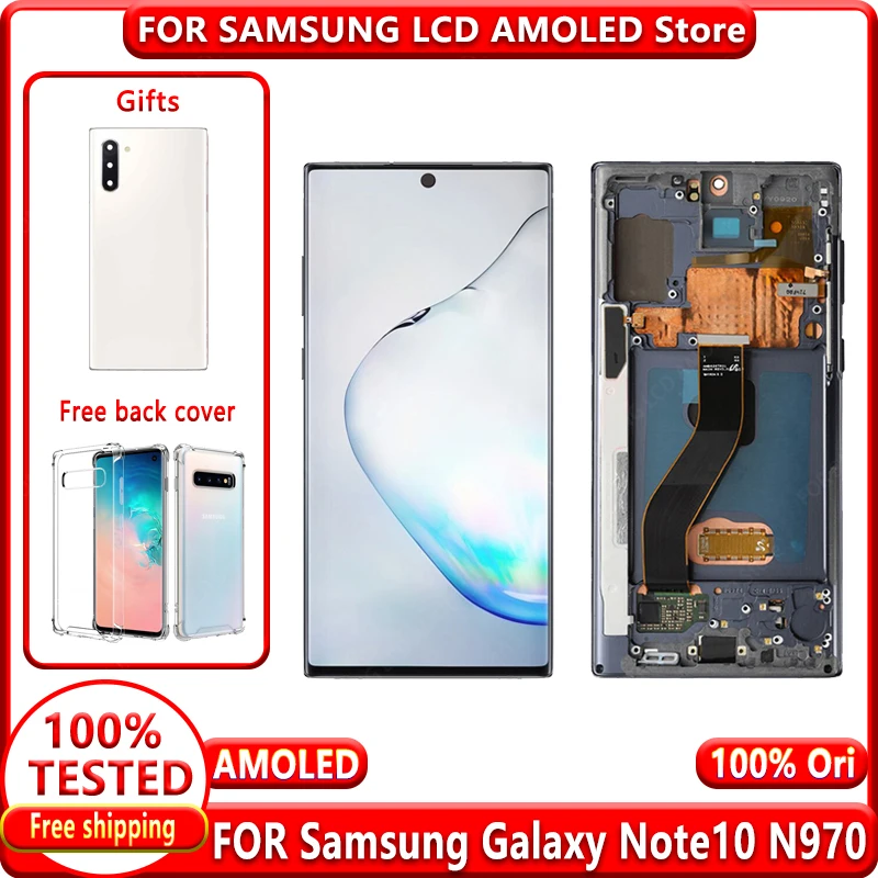 

100% Test For Samsung Galaxy Note 10 N970F Note10 N970 N9700 LCD With Frame Display Touch Screen Digitizer Assembly Replacement